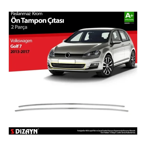 S-Dizayn Vw Golf 7 Krom Ön Tampon Çıtası 2 Prç. 2013-2017