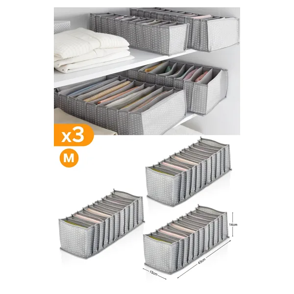 Serstil 3 Adet - 11 Gözlü Gri Benekli Çekmece İçi Düzenleyici Organizer - Medium
