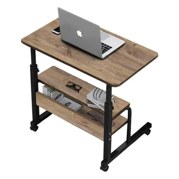 servetavcı Yükseklik Ayarlı Ve Çift Raflı Laptop Sehpası Ve Çalışma Masası - Atlantik Çam (tekerli) 70 X 40 Cm