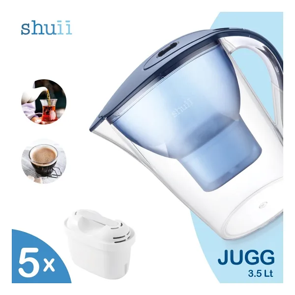 Shuii Jugg I Su Arıtma Sürahisi + 5 adet Filtre I Pure+ ve Maxtra+ Filtreleri ile Uyumlu