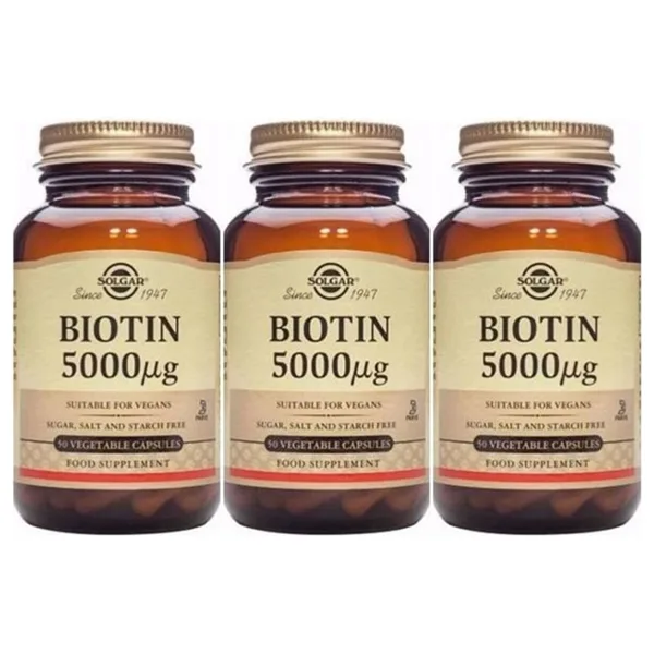 Solgar Biotin 5000 mg 50 Kapsül 3'lü