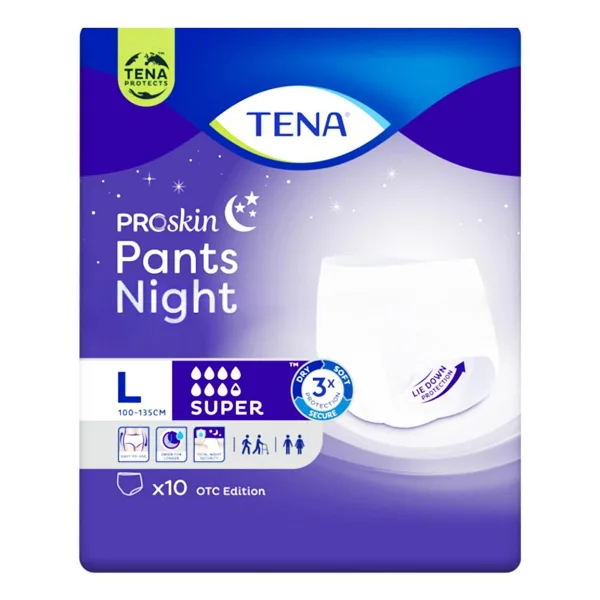 Tena Emici Külot Süper Night 7.5 Damla Büyük Boy L 10'lu Hasta Bezi