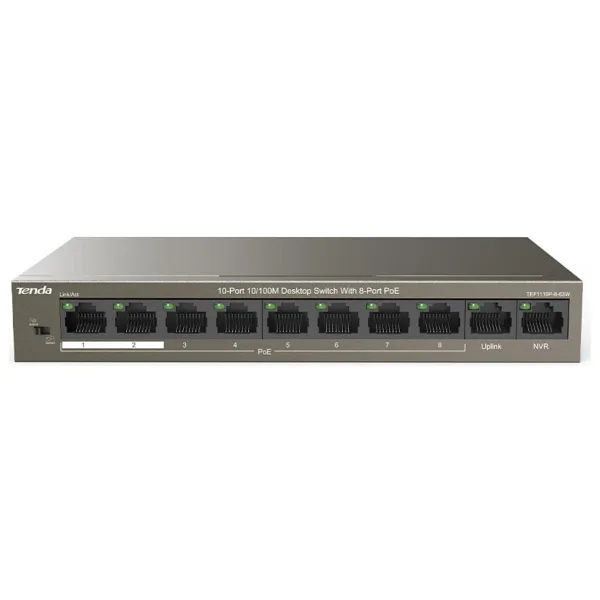 TENDA TEF1110P-8-63W 10 PORT 10/100 8 PORT POE 63WATT YONETILEMEZ DESKTOP SWITCH