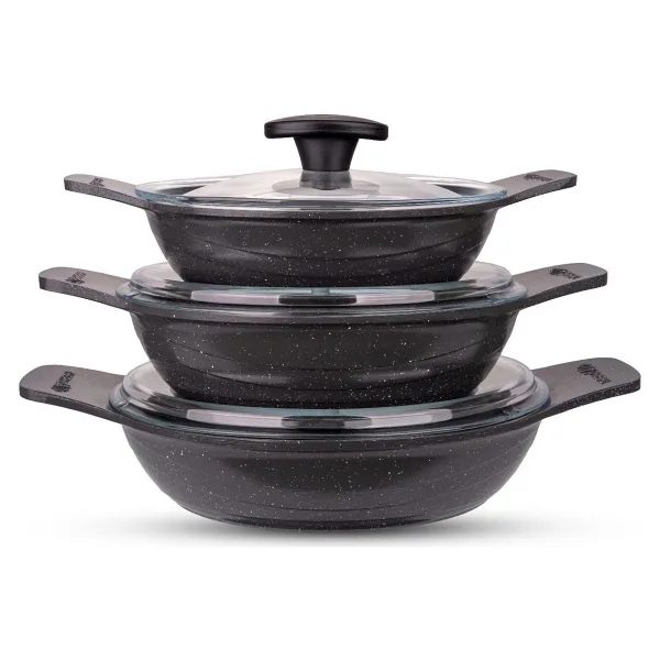 Thermoad Granit Döküm 6 Parça Pyro Güveç Sahan Set -Gri