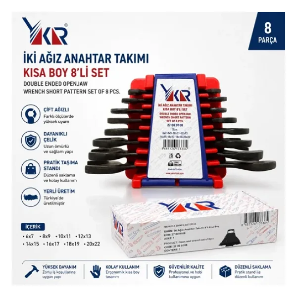 Yakar Açık Ağız Anahtar Takımı 8 Li