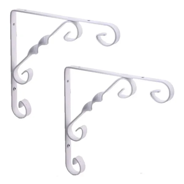 2 Adet Burgulu 15 X 15 Cm Dekoratif Raf Altı Ayağı Konsol Beyaz