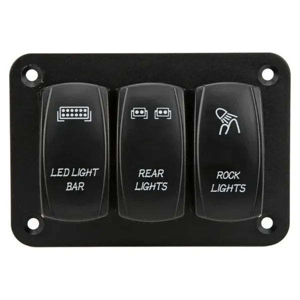 3'lü ON-OFF Işıklı Anahtar Switch Panel 12V-24V- Mavi