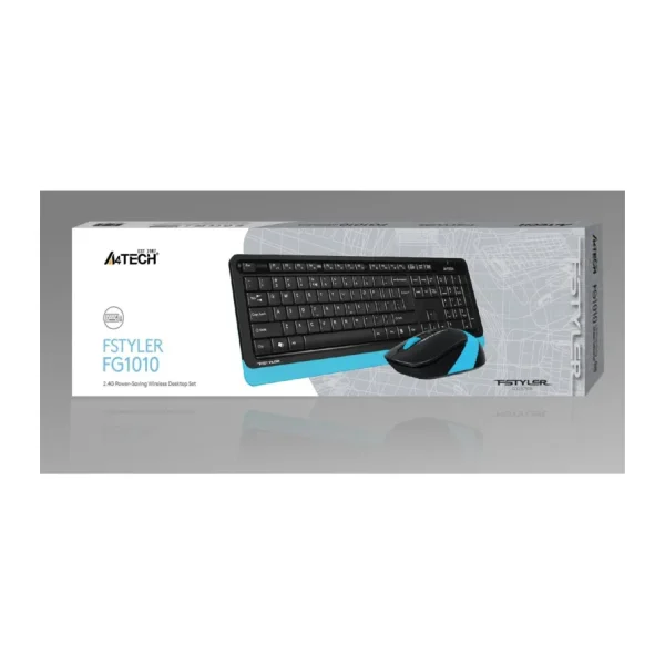 A4 Tech FG1010 Siyah-Mavi Q Kablosuz Klavye Mouse Seti