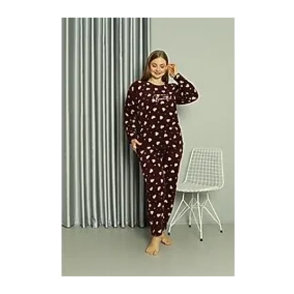 Akbeniz Welsoft Polar Kadın Büyük Beden Pijama Takımı 808041