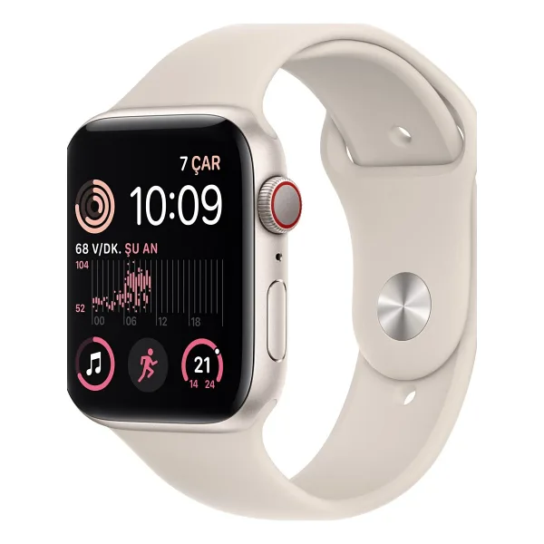 Apple Watch SE 2 GPS 44mm Yıldız Işığı Alüminyum Kasa ve Spor Kordon Akıllı Saat