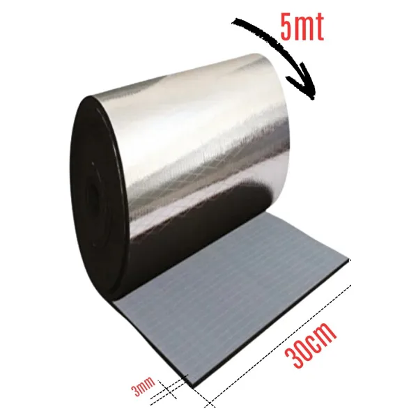 Araç Oto Ses Isı Yalıtım Bandı 3mm x 30CMX5METRE Alüminyum Folyolu Kauçuk Bant Izolasyon Malzemesi