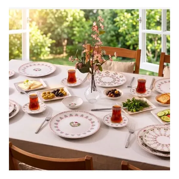 Aryıldız Ivy Pink 32 Parça 6 Kişilik Kahvaltı Takımı