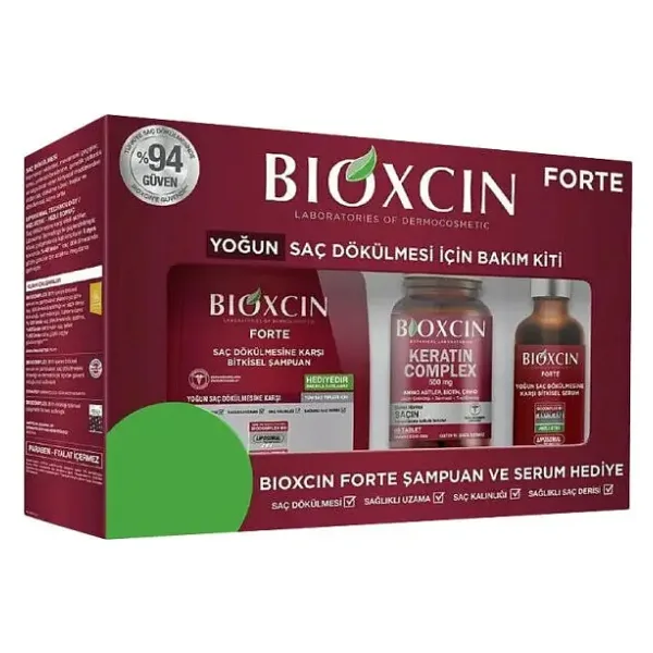 Bioxcin Forte Yoğun Bakım Saç Bakım Setiı - Saç Dökülmesine Karşı Etkili, Tüm Saç Tiplerine Uygun, 300 ml, Bitkisel Formül, Paraben İçermez