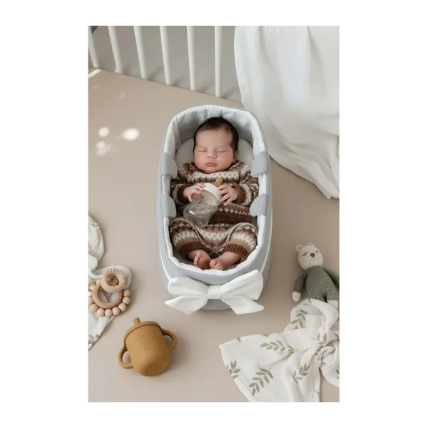 Bow Kurdele Gri Bebek Taşıma Çantası