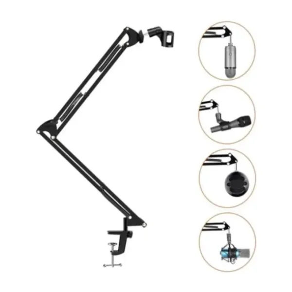 CAILON Ayarlanabilir Masa Tipi Mikrofon Standı (35x35 Cm) Yaylı Kol, Dayanıklı Metal Yapı
