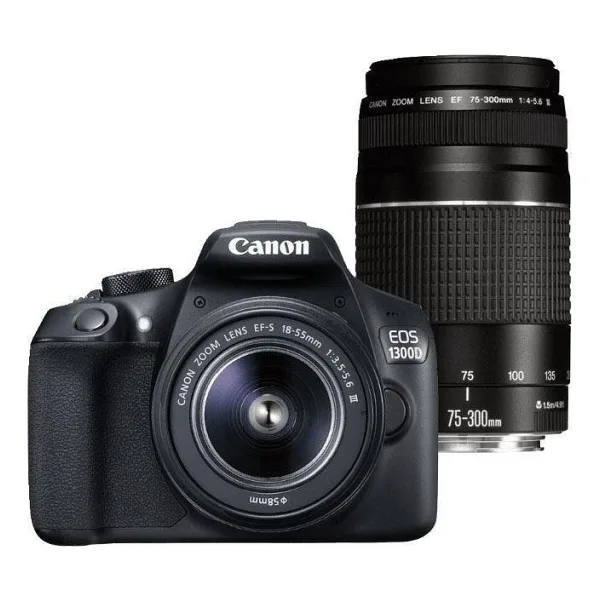 Canon EOS 1300D + 18-55mm + 75-300mm Lens DSLR Fotoğraf Makinesi