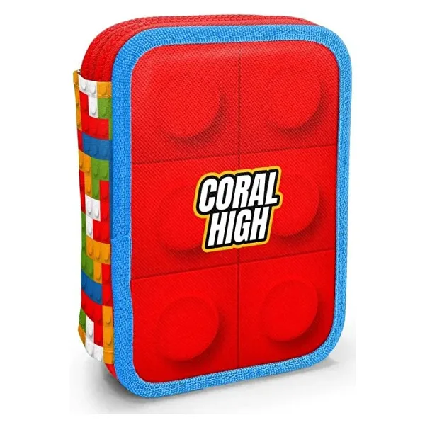 Coral High 11157 Blok Desenli Çift Katlı Kalemlik