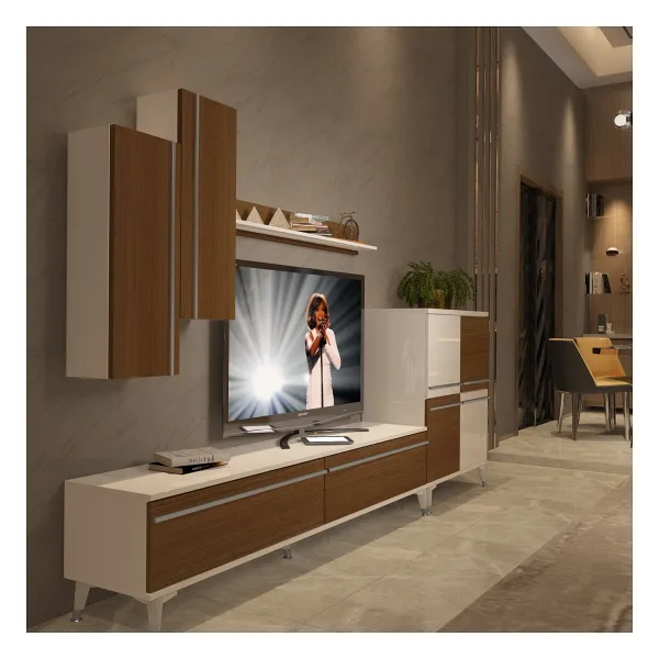 Decoraktiv Eko 6 Mdf Std Silver Tv Ünitesi Tv Sehpası Beyaz - Ceviz