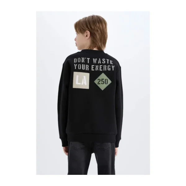DeFacto Erkek Çocuk Bisiklet Yaka Sırt Baskılı Sweatshirt D3035A824WN