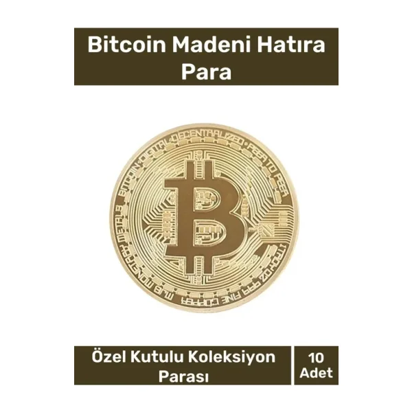 Deluxe Series Kutulu Hediyelik Kripto Hatıra Koleksiyon Bitcoin Madeni Para Altın Rengi 10 Adet