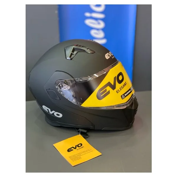 Evo Elegant Evo Çeneden Açılır Güneş Vizörlü Siyah Mat Kask - Mat Siyah - Beyaz - Altın