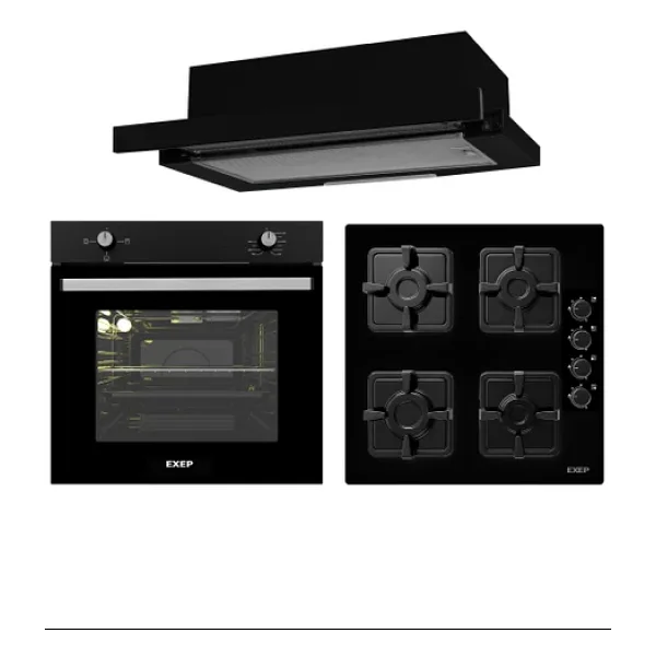 Exep Ivory Sıyah 3 Lu Ankastre Set (E5e-Eo320-Ef200)
