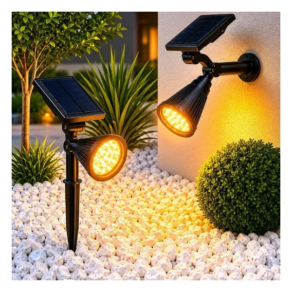 Forlife AMBER18 LED Spot Güneş Enerjili Bahçe Aydınlatma Lambası, Fotoselli, Spike Aplik, 18W Su Geçirmez Dış Mekan Solar Lamba, Ağaç, Veranda, Garaj, Havuz, Duvar Ve Zemin Montajına Uygundur 42 CM
