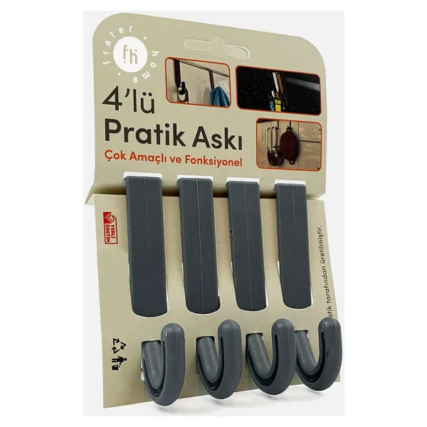 Frater Home 4'lü Pratik Askı Gri