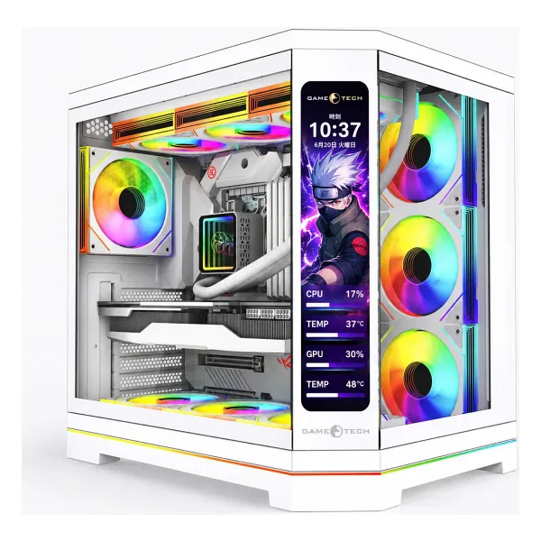 Gametech Vision V2 7x Argb Fanlı LCD Ekranlı Oyuncu Bilgisayar Kasası ( Beyaz )