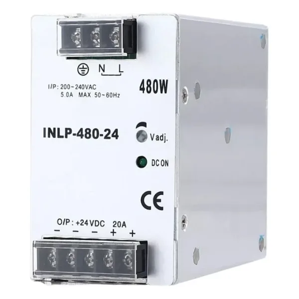 INLP-480-24 - 480W 24VDC 20A Raya Montajlı Güç Kaynağı