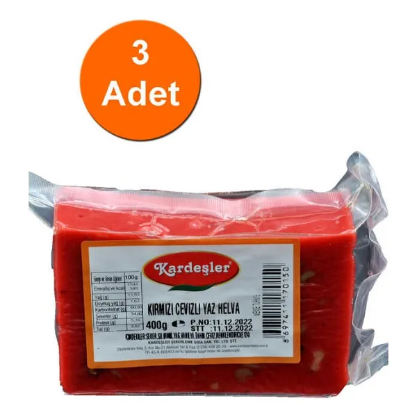 Kardeşler Cevizli Kırmızı Yaz Helvası 400 G x 3 Adet