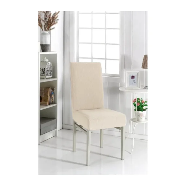 Likralı Yıkanabilir 6'lı Sandalye Örtüsü - 35 x 55 cm - Bej
