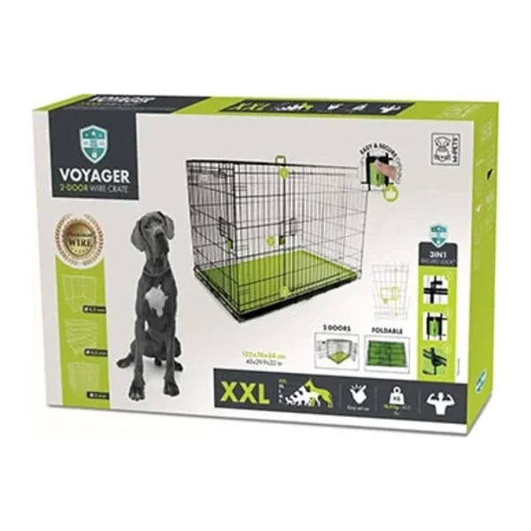 M-Pets Voyager 2 Kapılı Tekerlekli XXL Yeşil 122x76x84 cm Köpek Kafesi