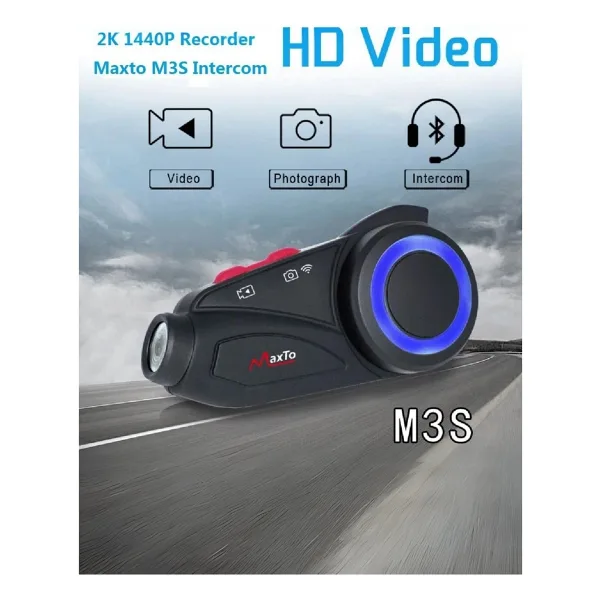 Maxto M3S 2k Hd 1440P Kameralı Intercom Motosiklet Kask Intercom