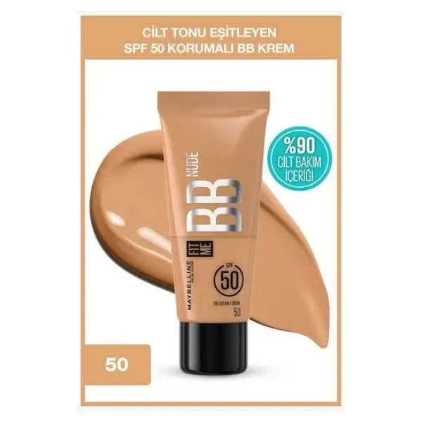 Maybelline New York Fit Me Nude 50 Koyu Ton SPF 50 30 ml BB Krem