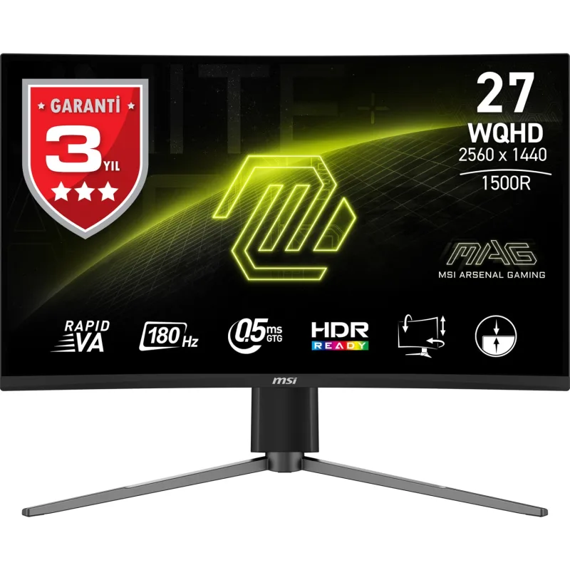 MSI MAG 27CQ6PF 27" 0.5 ms 2K Curved 180 Hz Oyuncu Monitörü