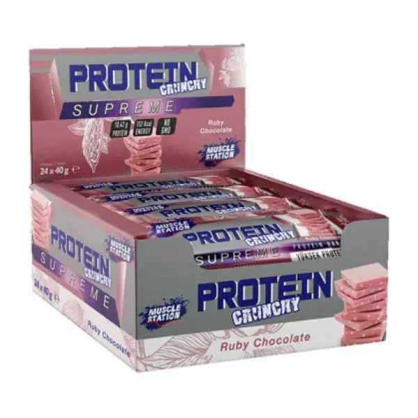 Muscle Station Supreme Crunchy Ruby Çikolata 40 gr 24'lü Protein Bar