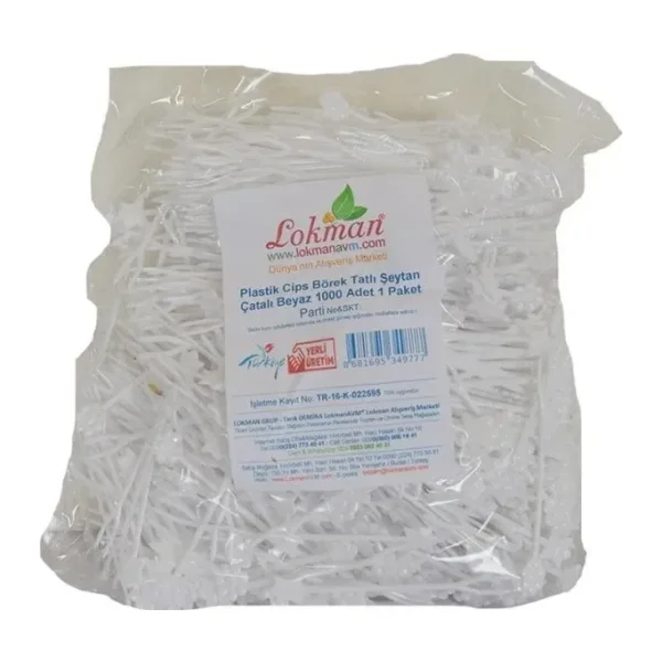 Plastik Papates Cipsi Börek Tatlı Şeytan Çatalı Beyaz 1000 Adet