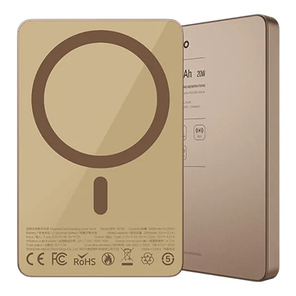 Recci RP33 Gold 5000 mAh Hızlı Şarj MagSafe Powerbank