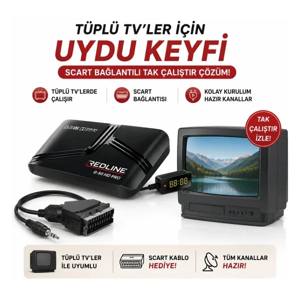 Redline G-50 Hd Pro Full Hd Uydu Alıcısı R Tüplü Ve Led Tv Uyumlu Tkgs Wifi Destekli Youtube 5000 Kanal Tak Çalıştı