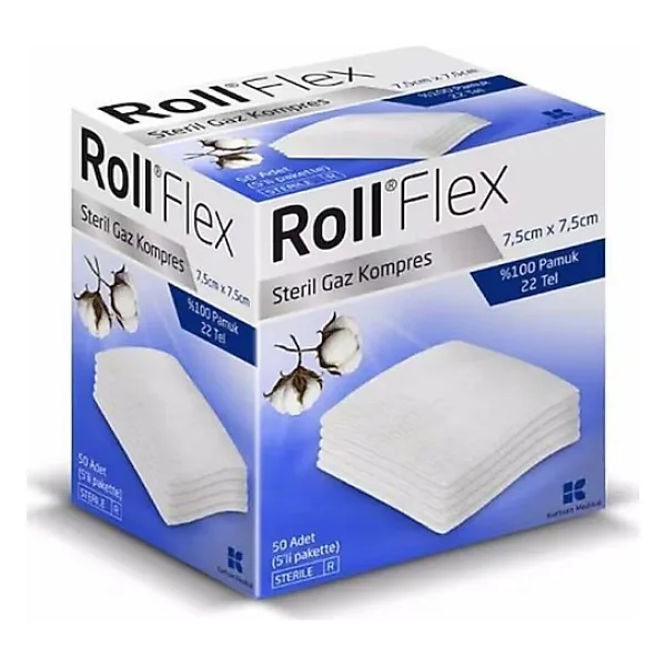 Roll Flex Steril Gaz Kompres 7.5cm x 7.5cm 50'li