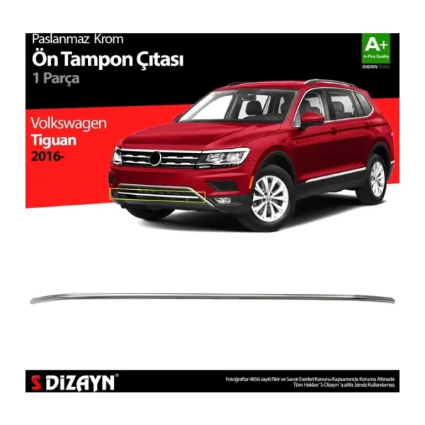 S-Dizayn Vw Tiguan Krom Ön Tampon Çıtası 2016-2020