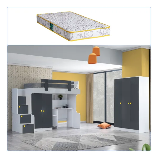 Setay Metris Ranza 2 Kapaklı Dolap Çalışma Masası, 3 Kapaklı Dolap + 1 Adet Comfort Yatak - 90 x 190 cm - Antrasit