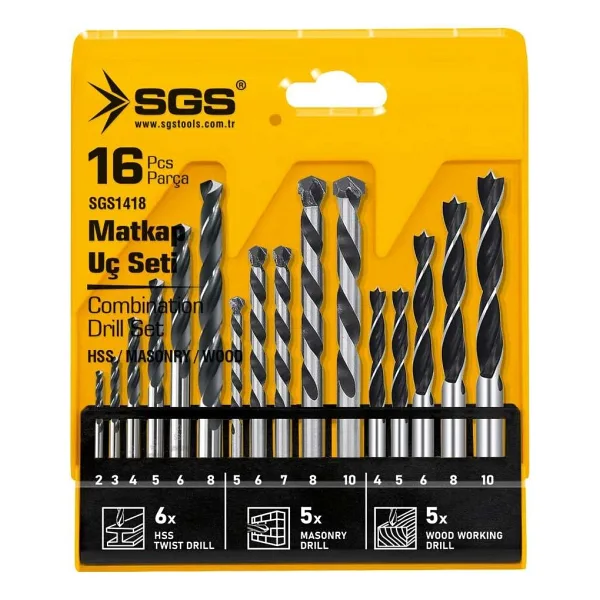 Sgs 16 Parça Ahşap/metal/beton Matkap Ucu Seti