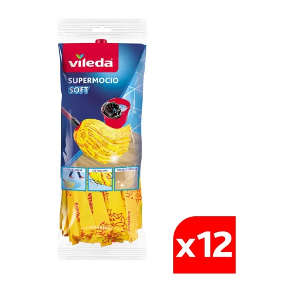Vileda 12 Paket Supermocio Soft %30 Mikrofiberli Yedek Paspas - 12'li