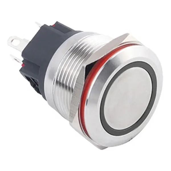 WD22B-P1Z-E 22mm Düz Anahtarlı Işıklı Metal Buton - Beyaz