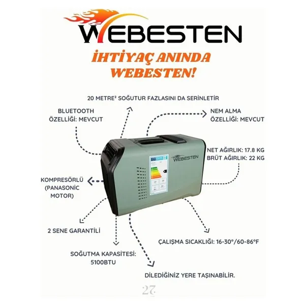 Webesten Portatif Karavan Kliması