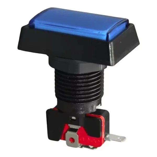 50x33mm 12V Dikdörtgen Işıklı Oyun Makinesi Butonu - Mavi