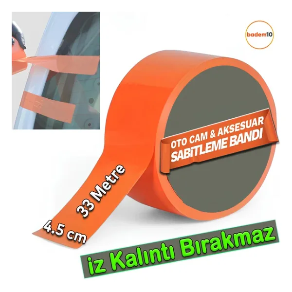 Araç Oto Cam Montaj Tamir Sabitleme Bandı İz Bırakmaz Güçlü Yapışkanlı Maskeleme Bandı 45 Mm X 33 M