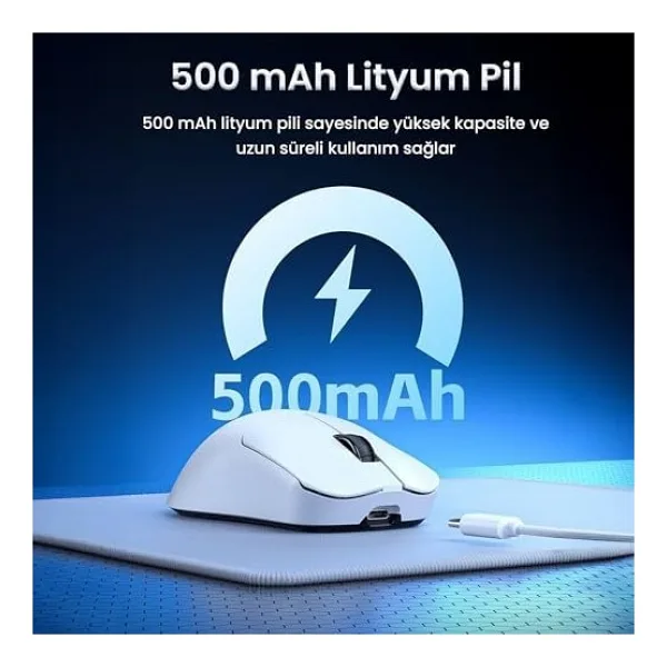 Aula SC380Pro Beyaz Şarjlı Ergonomik Optik Kablolu/Kablosuz Oyuncu Mouse